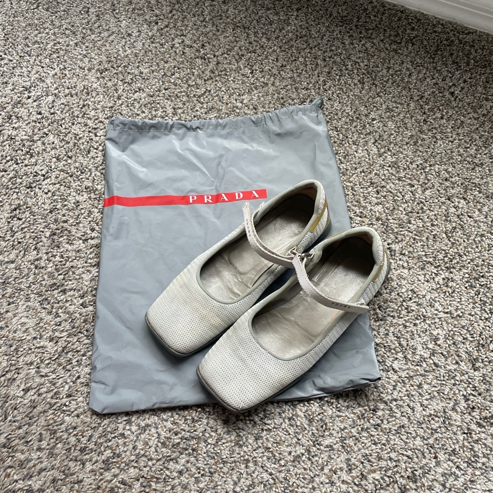 Prada Women's Silver Mary Jane Sneakers
